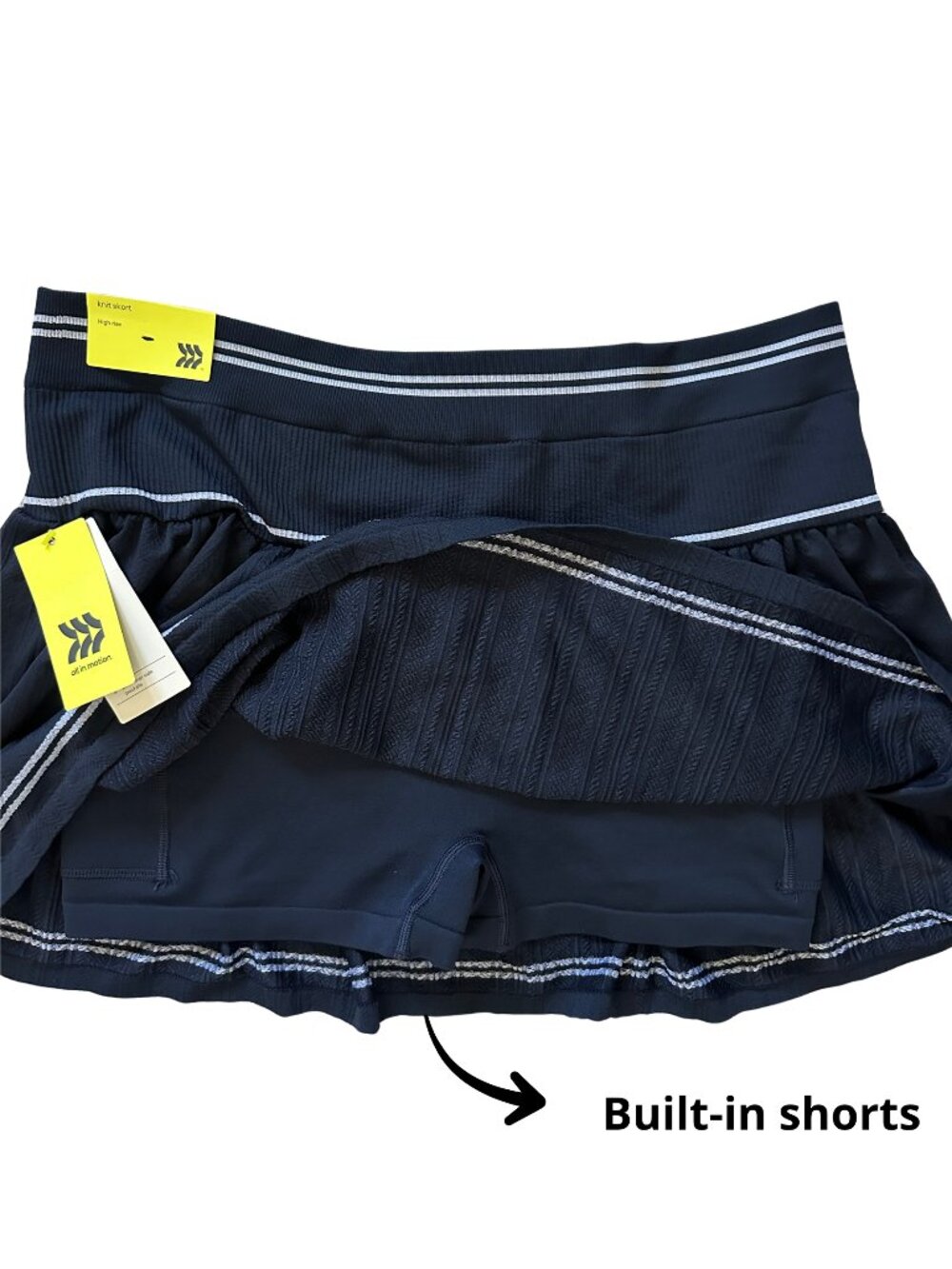 NWT All in Motion Cable Knit Skort Sports Bra Activewear Lot Navy White XL - Picture 4 of 9